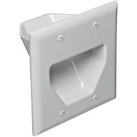 45-0002-WH 2-Gang Recessed Low Voltage Plate - White