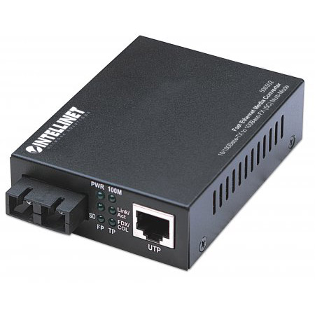 506502 Intellinet Fast Ethernet Media Converter 10/100Base-TX to 100Base-FX (SC) Multi-Mode - 1.24 mi