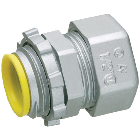 824A-10 Arlington Industries 1-1/2" EMT Compression Connectors w/ Insulated Throat - Pack of 10