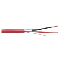 F50010-1A Southwire 16 AWG 2 Conductors Shielded Solid Bare Copper FPLR Non-plenum Fire Alarm Cable - 1000' Reel - Red