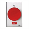 990-RE-MO x 40 Dormakaba Rutherford Controls Exit Symbol Momentary Action Oversized Tamper-proof Button - Brushed Anodized Dark Bronze Faceplate - Red Cap