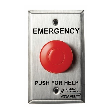 PBM-1 Alarm Controls Momentary Operator 1 N/O Pair 1 N/C Pair Emergency Panic Station - Stainless Steel Plate