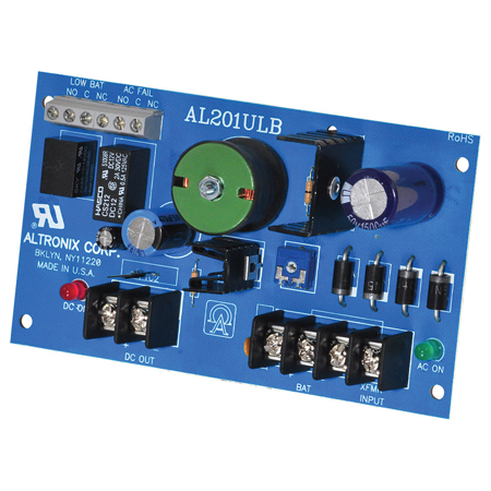 AL201ULB Altronix UL Power Supply/Charger 12VDC or 24VDC @ 1.75amp - AC and Battery Monitoring