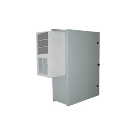 BW-136ACE Mier NEMA Type 4 Outdoor 24" W x 36" H x 12" D Metal Enclosure - Gray w/ Removable 22" W x 34" H Back-Panel, 2000 BTU AC unit, Filter, Lock - No Heater