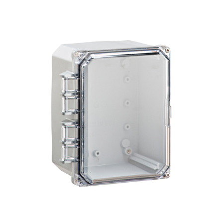 BW-SL864C Mier UL Listed NEMA Rated Outdoor 8" H x 6" W x 4" D Polycarbonate Electrical Enclosure - Gray - Clear Doors