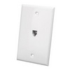 Show product details for CMWP16 Vanco Wall Plate Phone Jack Flush 6C Ivory