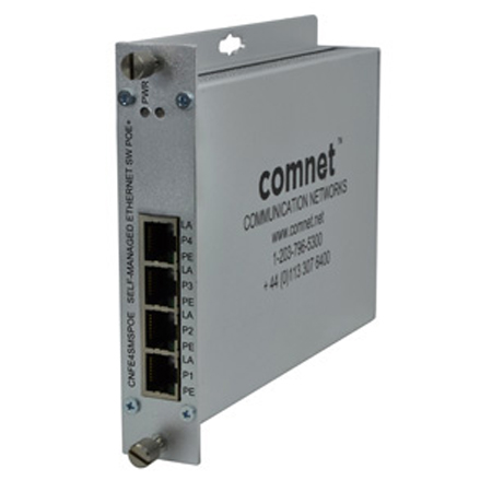 CNFE4SMSPOE/1224DC Comnet 4 Port Self-Managed Switch 10/100 Mbps Ethernet 4TX(Copper) 48VDC with 12-24VDC Input