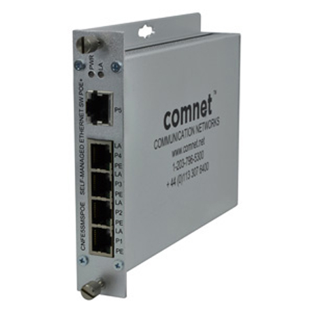 CNFE5SMSPOE Comnet 5 Port Self-Managed Switch, 10/100 Mbps Ethernet 5TX(Copper) Power Supply PS48VDC-5A Recommended and Sold Seperately