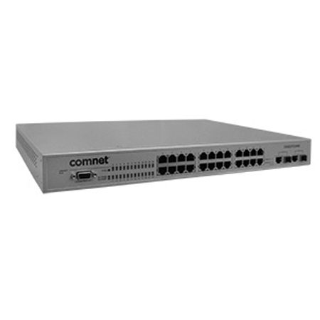 CNGE2FE24MS Comnet 2 Port 1000Mbps + 24 Port 100Mbps Managed Switch,  Includes Power Supply