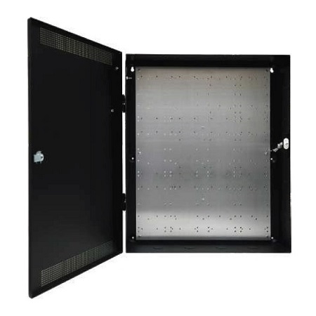 E4M1 LifeSafety Power 20" W x 24" H x 6.5" D Steel Electrical Enclosure - Black with Mercury Back Plate and Door Mount Kit - Black