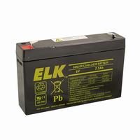 ELK-0675 ELK Rechargeable Sealed Lead Acid Battery 6 Volts/7.5Ah - F1 Terminals