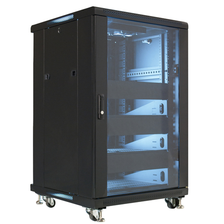 EREN-18 VMP 18U Floor Cabinets With 3 Shelves & Blanks - 2 Fans
