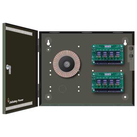 FPA300A-2A8PE5 LifeSafety Power 12.5 Amp 24VAC Access Control and CCTV Power Supply in UL Listed Indoor 11" W x 8.5" H x 3" D Electrical Enclosure