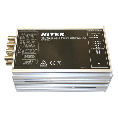 FTS541100S00 Nitek Fiber Optic 4 Channel Multiplexed Standalone Video Transmitter + Bi-directional RS422/485/232