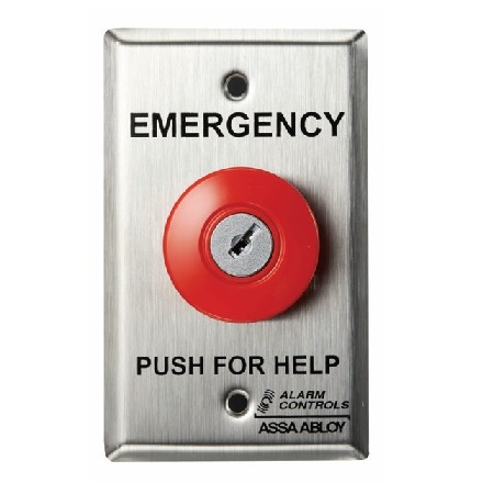 KR-4 Alarm Controls Latching Operator Key Reset 1 N/C Pair Stainless Stell Plate Emergency Panic Station