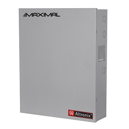 Maximal75EV Altronix 2 Channel 10Amp 24VDC or 10Amp 12VDC Power Supply in UL Listed NEMA 1 Indoor 19 W x 26 H x 6.25 D Steel Electrical Enclosure