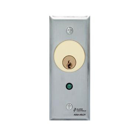MCK-2-4 Alarm Controls DPDT Alternate Action Switch - 1.75" Wide Stainless Steel Plate with Green LED