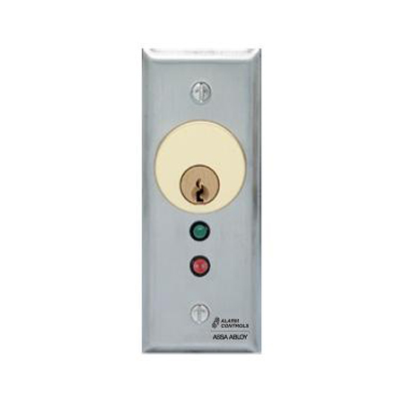 MCK-3-4 Alarm Controls DPDT Alternate Action Switch - 1.75" Wide Stainless Steel Plate with Green and Red LED