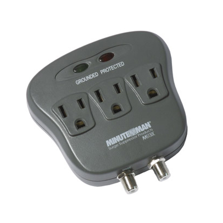 MMS130C Minuteman 3-Outlet Surge Protector w/ Coax Protection