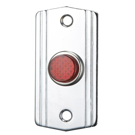MP-28L Alarm Controls Large 1/2" Red LED, 12 or 24 VDC, Chrome Plated Brass Mini-Plate