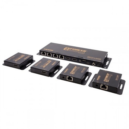 MVE-AH1E4-42NQ Seco-Larm 4K HDMI Splitter/Extender 1 x 4 Over Cat5e/6 Extends range up to 230ft (70m) Over Cat6