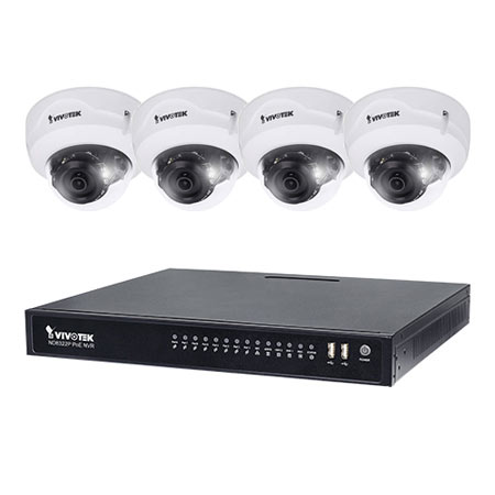 [DISCONTINUED] ND8322P-2TB-4FD3AV Vivotek 8 Channel NVR 64Mbps Max Throughput 2TB w/ 4 x 2MP Outdoor Dome IP Security Cameras with -40F Operating Temperature