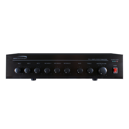PMM60A Speco Technologies 60W PA Mixer Power Amplifier with 6 Inputs
