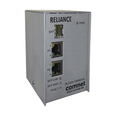 RLGE2+1SMSHV Comnet Electrical Substation-Rated 10/100/1000 Mbps 3-Port Self-Managed Ethernet Switch 1 SFP FX + 2TX 85 to 264 VAC / 88 to 300 VDC Input