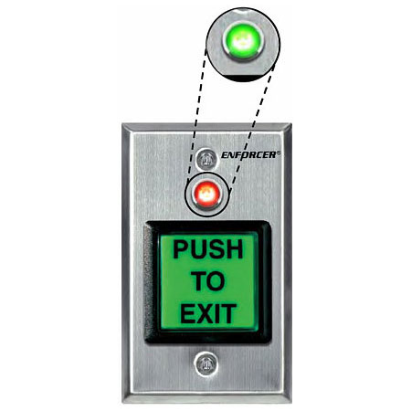 SD-7623-GSTQ Seco-Larm Illuminated Stainless-Steel Single-Gang Request-To-Exit Plate w/ Dual Color LED and Timer