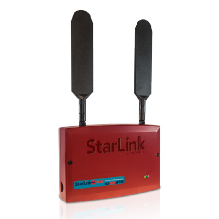 SLE-MAXAI-FIRE Napco StarLink Max Fire Dual Path Commercial Fire/Burglar 5G LTE-M Cellular and WiFi Alarm Communicator - Red Plastic Enclosure - Powered by Control Panel - AT&T Network
