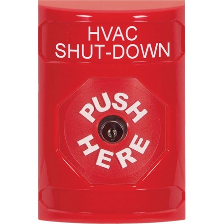 SS2000HV-EN STI Red No Cover Key-to-Reset Stopper Station with HVAC SHUT DOWN Label English