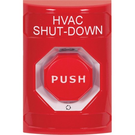 SS2009HV-EN STI Red No Cover Turn-to-Reset (Illuminated) Stopper Station with HVAC SHUT DOWN Label English