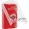 SS2020HV-EN STI Red Indoor Only Flush or Surface Key-to-Reset Stopper Station with HVAC SHUT DOWN Label English