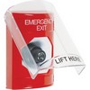 Show product details for SS2023EX-EN STI Red Indoor Only Flush or Surface Key-to-Activate Stopper Station with EMERGENCY EXIT Label English