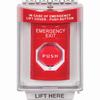 Show product details for SS2039EX-EN STI Red Indoor/Outdoor Flush Turn-to-Reset (Illuminated) Stopper Station with EMERGENCY EXIT Label English