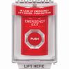 Show product details for SS2041EX-EN STI Red Indoor/Outdoor Flush w/ Horn Turn-to-Reset Stopper Station with EMERGENCY EXIT Label English