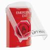 Show product details for SS20A6EX-EN STI Red Indoor Only Flush or Surface w/ Horn Momentary (Illuminated) with Red Lens Stopper Station with EMERGENCY EXIT Label English