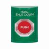 Show product details for SS2104HV-EN STI Green No Cover Momentary Stopper Station with HVAC SHUT DOWN Label English