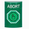Show product details for SS2107AB-EN STI Green No Cover Weather Resistant Momentary (Illuminated) with Green Lens Stopper Station with ABORT Label English