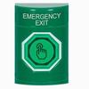 Show product details for SS2107EX-EN STI Green No Cover Weather Resistant Momentary (Illuminated) with Green Lens Stopper Station with EMERGENCY EXIT Label English