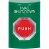 SS2109HV-EN STI Green No Cover Turn-to-Reset (Illuminated) Stopper Station with HVAC SHUT DOWN Label English