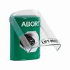 Show product details for SS2123AB-EN STI Green Indoor Only Flush or Surface Key-to-Activate Stopper Station with ABORT Label English