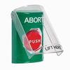 Show product details for SS2125AB-EN STI Green Indoor Only Flush or Surface Momentary (Illuminated) Stopper Station with ABORT Label English