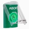 Show product details for SS2126AB-EN STI Green Indoor Only Flush or Surface Momentary (Illuminated) with Green Lens Stopper Station with ABORT Label English