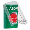 SS2129AB-EN STI Green Indoor Only Flush or Surface Turn-to-Reset (Illuminated) Stopper Station with ABORT Label English