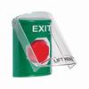 Show product details for SS2129EX-EN STI Green Indoor Only Flush or Surface Turn-to-Reset (Illuminated) Stopper Station with EMERGENCY EXIT Label English