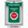 Show product details for SS2131EX-EN STI Green Indoor/Outdoor Flush Turn-to-Reset Stopper Station with EMERGENCY EXIT Label English