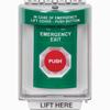 Show product details for SS2134EX-EN STI Green Indoor/Outdoor Flush Momentary Stopper Station with EMERGENCY EXIT Label English