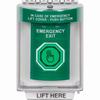 SS2146EX-EN STI Green Indoor/Outdoor Flush w/ Horn Momentary (Illuminated) with Green Lens Stopper Station with EMERGENCY EXIT Label English