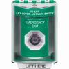 Show product details for SS2183EX-EN STI Green Indoor/Outdoor Surface w/ Horn Key-to-Activate Stopper Station with EMERGENCY EXIT Label English